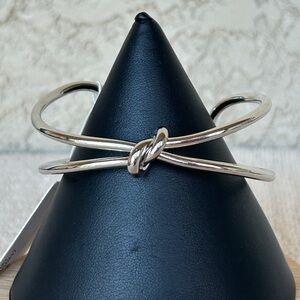 Trendy Knotted Silver Cuff Bracelet